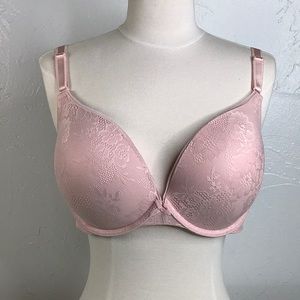 torrid Full coverage Lace dusty pink lace wired padded bra size 42C EUC